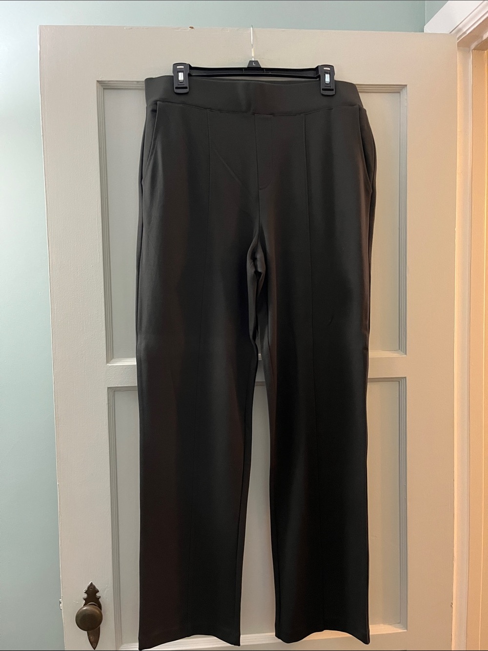 Matty M Dark Olive Green Ponte Wide-Leg Trousers